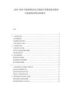 2025-2030市場營銷活動方案執(zhí)行效果投資回報率目標群體營銷分析報告