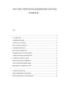 2025房地產(chǎn)投資信托基金發(fā)展制約因素與資本化運(yùn)作創(chuàng)新咨詢