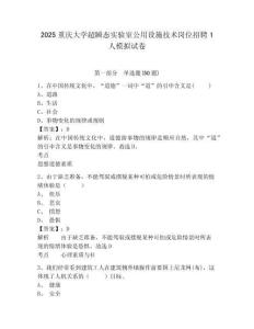 2025重慶大學超瞬態(tài)實驗室公用設施技術崗位招聘1人模擬試卷及答案詳解（最新）