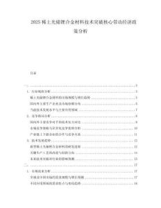 2025稀土光儲鋰合金材料技術突破核心帶動經濟政策分析