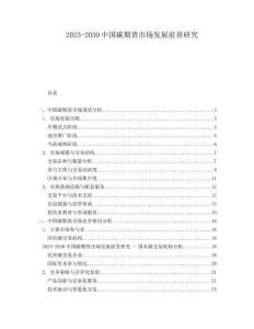 2025-2030中国碳期货市场发展前景研究