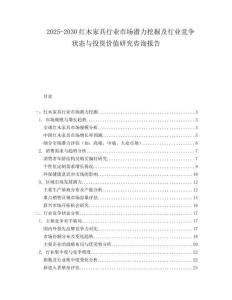 2025-2030紅木家具行業市場潛力挖掘及行業競爭狀態與投資價值研究咨詢報告