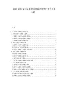 2025-2030支付行業(yè)并購(gòu)重組典型案例與整合效果分析