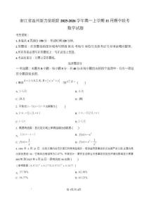 浙江省溫州市新力量聯盟2025-2026學年高一上學期11月期中考試數學試卷
