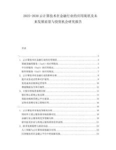 2025-2030云計算技術(shù)在金融行業(yè)的應(yīng)用現(xiàn)狀及未來發(fā)展前景與投資機(jī)會研究報告
