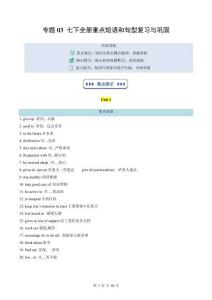 2025滬教版英語七下 專題03 七下全冊重點短語和句型復(fù)習(xí)與鞏固（解析版）