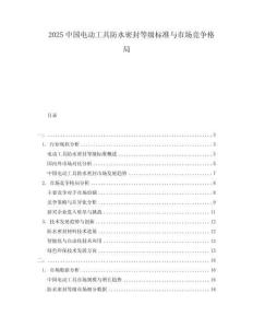 2025中國電動工具防水密封等級標準與市場競爭格局