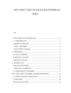 2025中國電子競技產(chǎn)業(yè)生態(tài)布局及商業(yè)變現(xiàn)模式分析報(bào)告