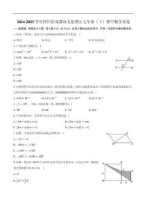 四川省成都市龍泉驛區(qū)2024-2025學(xué)年下學(xué)期七年級(jí)期中數(shù)學(xué)試卷(含答案)