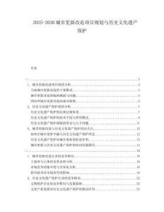 2025-2030城市更新改造項目規劃與歷史文化遺產保護