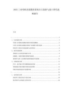 2025工業母機高端數控系統自主創新與進口替代戰略報告