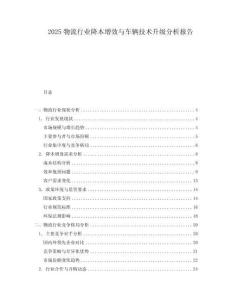 2025物流行業降本增效與車輛技術升級分析報告
