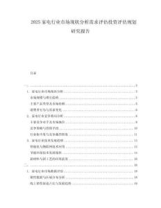 2025家電行業市場現狀分析需求評估投資評估規劃研究報告