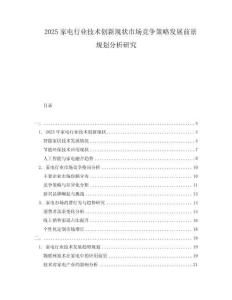 2025家電行業技術創新現狀市場競爭策略發展前景規劃分析研究