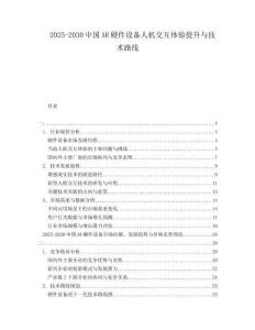 2025-2030中國AR硬件設備人機交互體驗提升與技術路線
