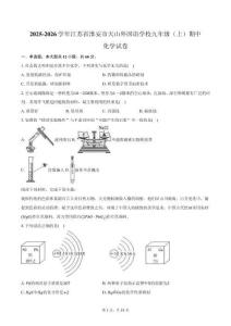 2025-2026學(xué)年江蘇省淮安市天山外國語學(xué)校九年級（上）期中化學(xué)試卷（含答案）