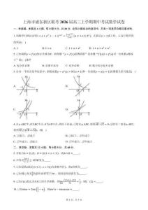 上海市浦東新區聯考2026屆高三上學期期中考試數學試卷（含答案）