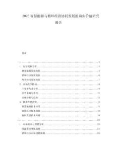 2025智慧能源與循環經濟協同發展的商業價值研究報告