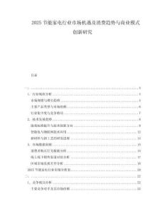 2025節能家電行業市場機遇及消費趨勢與商業模式創新研究