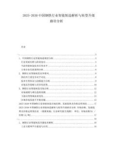 2025-2030中國鋼鐵行業智能制造解析與轉型升級路徑分析