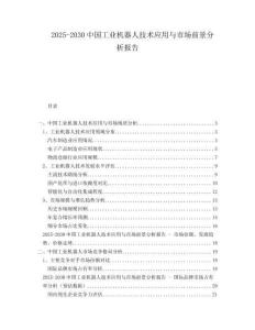 2025-2030中國工業機器人技術應用與市場前景分析報告