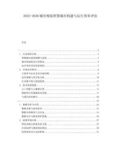2025-2030城市規(guī)劃智慧城市構建與運行效率評估