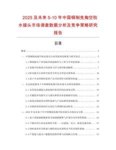 2025及未來5-10年中國銅制免掏空防水接頭市場調(diào)查數(shù)據(jù)分析及競爭策略研究報告