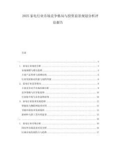 2025家電行業(yè)市場競爭格局與投資前景規(guī)劃分析評(píng)估報(bào)告