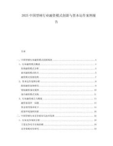 2025中國(guó)型材行業(yè)融資模式創(chuàng)新與資本運(yùn)作案例報(bào)告