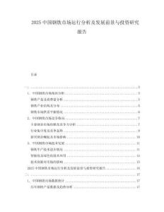 2025中國鋼鐵市場運行分析及發展前景與投資研究報告