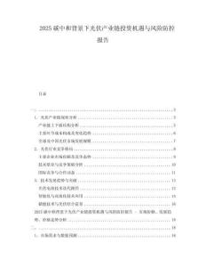 2025碳中和背景下光伏產(chǎn)業(yè)鏈投資機遇與風險防控報告