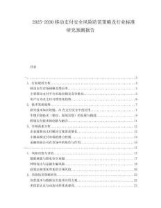 2025-2030移動支付安全風險防范策略及行業標準研究預測報告