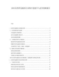 2025醫藥外包服務行業集中度提升與競爭策略報告