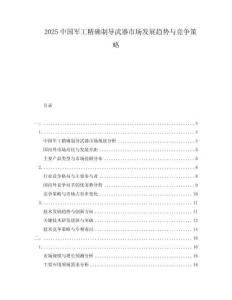 2025中國(guó)軍工精確制導(dǎo)武器市場(chǎng)發(fā)展趨勢(shì)與競(jìng)爭(zhēng)策略
