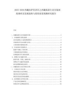 2025-2030西藏拉薩經濟區之西藏旅游行業市場深度調研及發展趨勢與投資前景預測研究報告