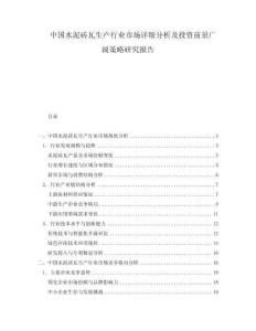 中國水泥磚瓦生產(chǎn)行業(yè)市場詳細分析及投資前景廣闊策略研究報告