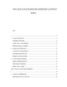 2025家電行業競爭態勢分析及創新發展方向研究評估報告