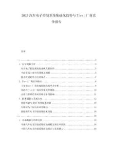 2025汽车电子控制系统集成化趋势与Tier1厂商竞争报告