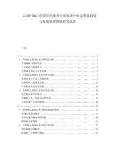 2025-2030保險經紀服務行業市場分析及發展趨勢與投資管理策略研究報告