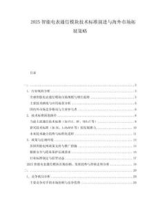 2025智能電表通信模塊技術(shù)標(biāo)準(zhǔn)演進(jìn)與海外市場(chǎng)拓展策略