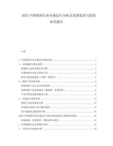 2025中國保險行業市場運行分析及發展前景與投資研究報告