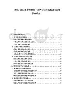 2025-2030碳中和背景下光伏行業(yè)市場機遇與政策影響研究