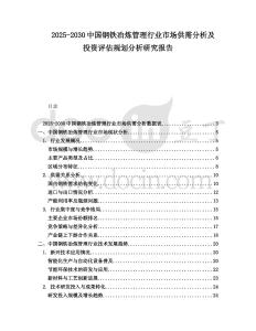 2025-2030中國鋼鐵冶煉管理行業市場供需分析及投資評估規劃分析研究報告