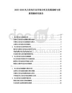 2025-2030風力發電行業市場分析及發展戰略與前景預測研究報告