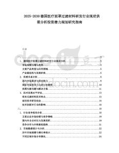 2025-2030德國醫(yī)療面罩過濾材料研發(fā)行業(yè)現狀供需分析投資潛力規(guī)劃研究指南