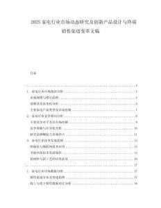 2025家電行業(yè)市場動態(tài)研究及創(chuàng)新產(chǎn)品設計與終端銷售渠道變革文稿