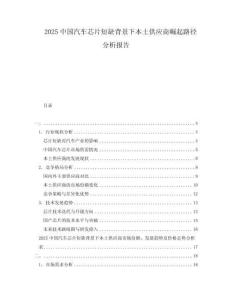 2025中國汽車芯片短缺背景下本土供應商崛起路徑分析報告