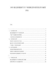 2025捷克新能源汽車產(chǎn)業(yè)鏈配套體系優(yōu)化項目融資評估