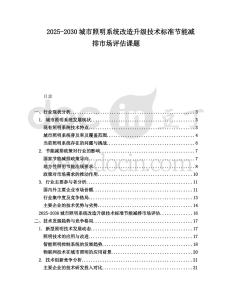 2025-2030城市照明系統改造升級技術標準節能減排市場評估課題