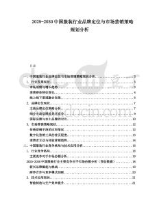 2025-2030中國服裝行業品牌定位與市場營銷策略規劃分析